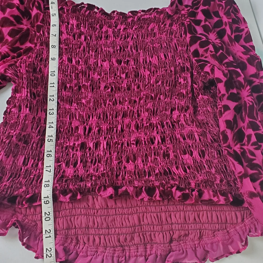 Torrid Velvet Smocked Blouson Sleeve Crop Top